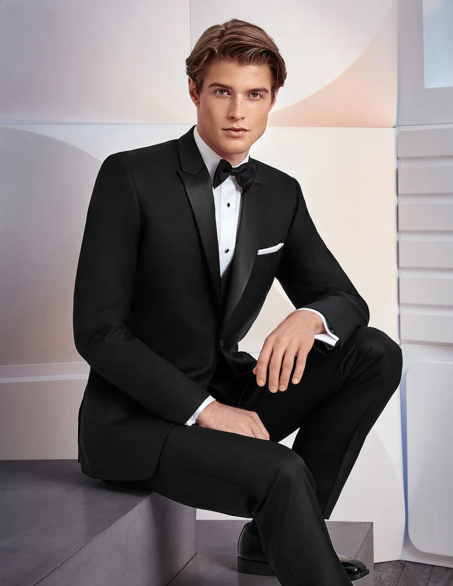 Ike Behar black peak lapel tuxedo