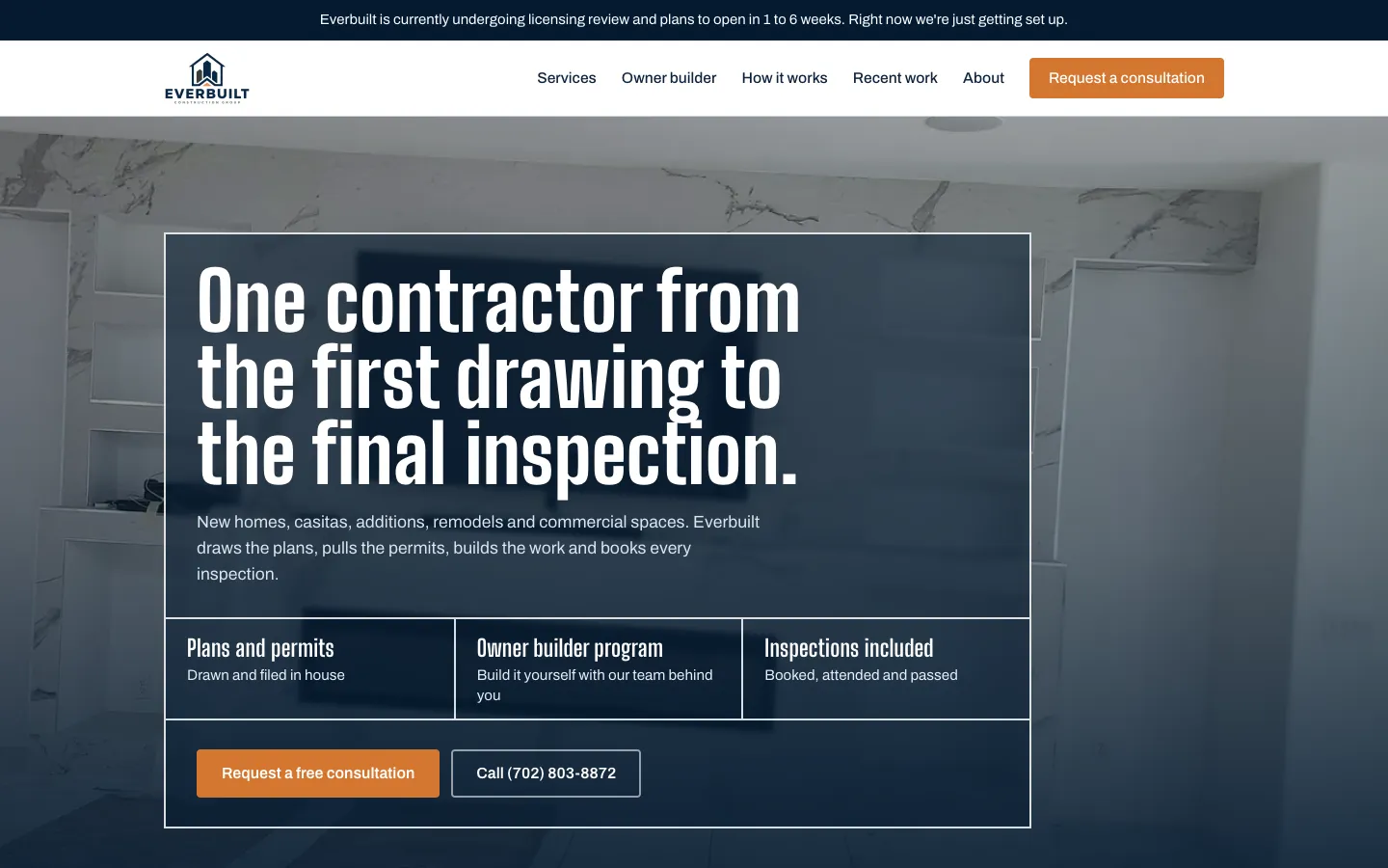 Everbuilt Construction home page