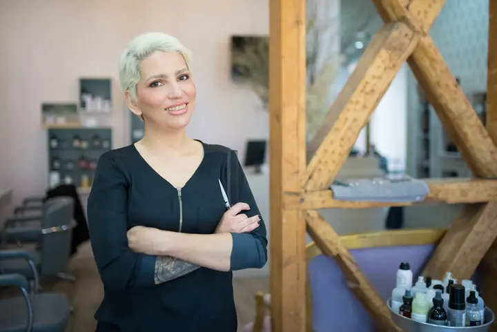 Salon owner in her studio